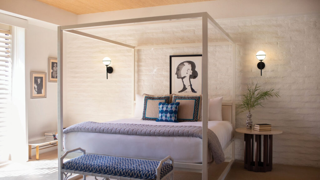 bedroom with calming lighting